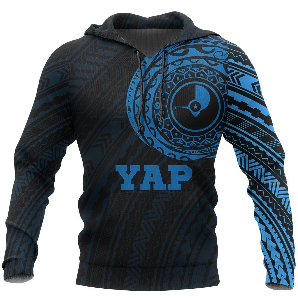 Yap in My Heart Tattoo Style Hoodie Unisex Blue - Polynesian Pride
