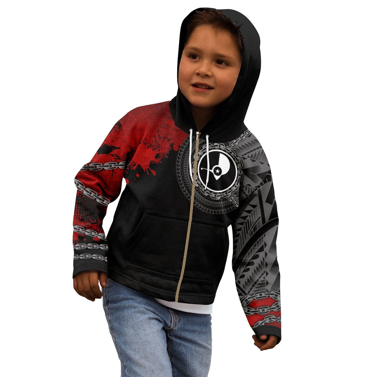 YAP Zip up Hoodie Polynesian Chain Style - Polynesian Pride