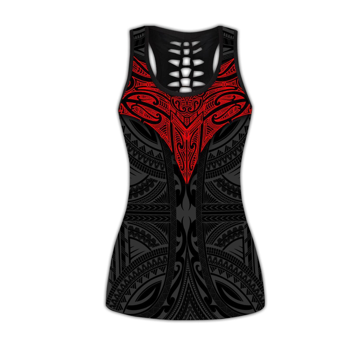 Hawaii Polynesia Hollow Tank Top - AH Women Black - Polynesian Pride