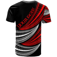 Tonga Custom T Shirt Wave Pattern Alternating Red Color - Polynesian Pride