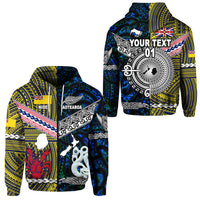 Custom New Zealand Niue Zip Hoodie Maori and Polynesian Together Blue, Custom Text and Number LT8 Unisex Yellow - Polynesian Pride