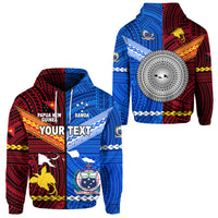 Custom Papua New Guinea Samoa Together Zip Hoodie LT8 Unisex Red - Polynesian Pride