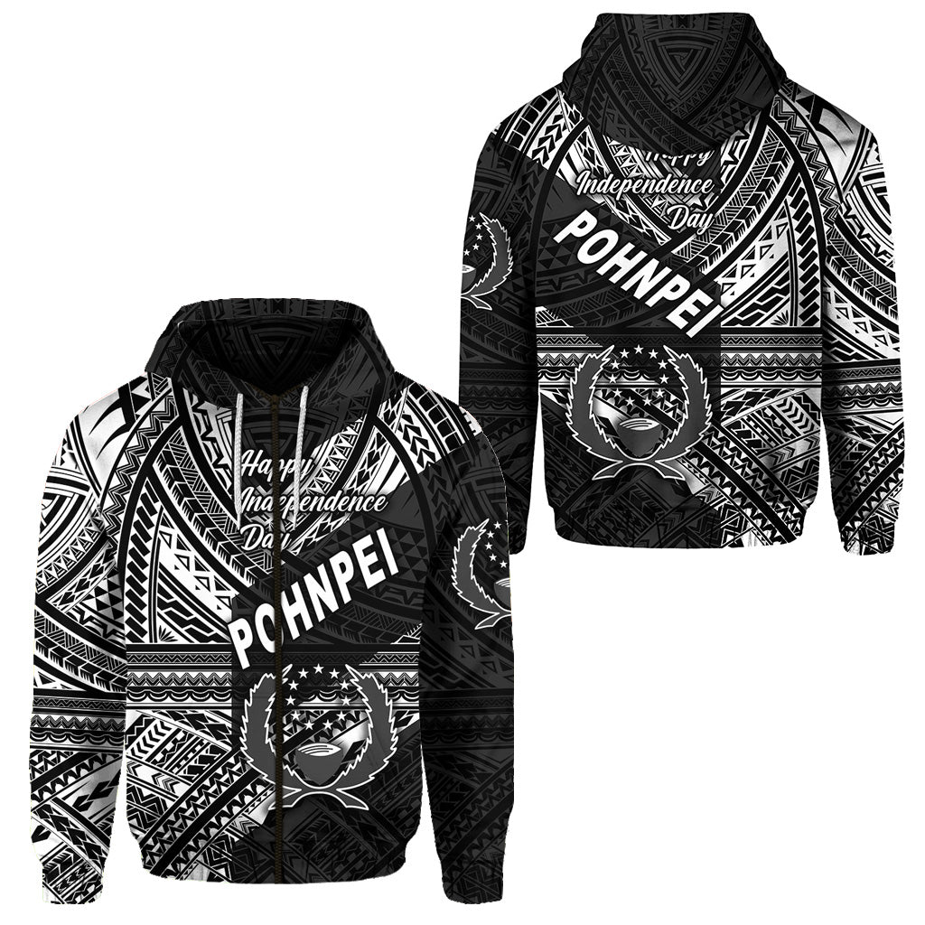 FSM Pohnpei Zip Hoodie Happy Independence Day Original Vibes Black LT8 Unisex Black - Polynesian Pride