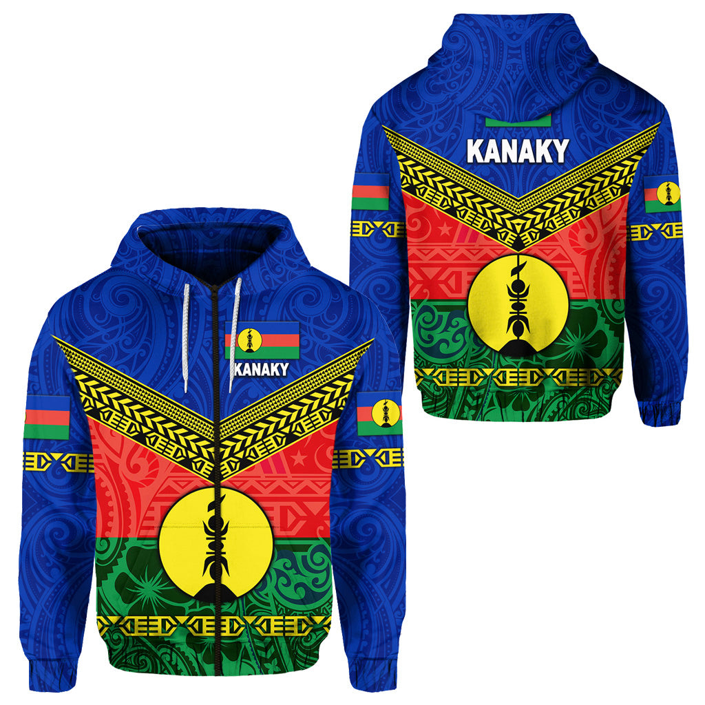 New Caledonia Kanaky Zip Hoodie Kanaky Vibes LT8 Blue - Polynesian Pride