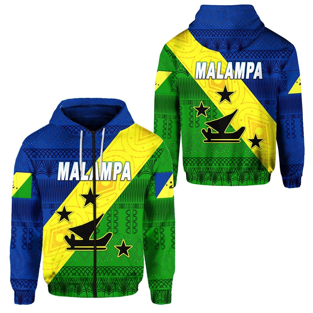Malampa Province Zip Hoodie Vanuatu Pattern Traditional Style LT8 Unisex Blue - Polynesian Pride